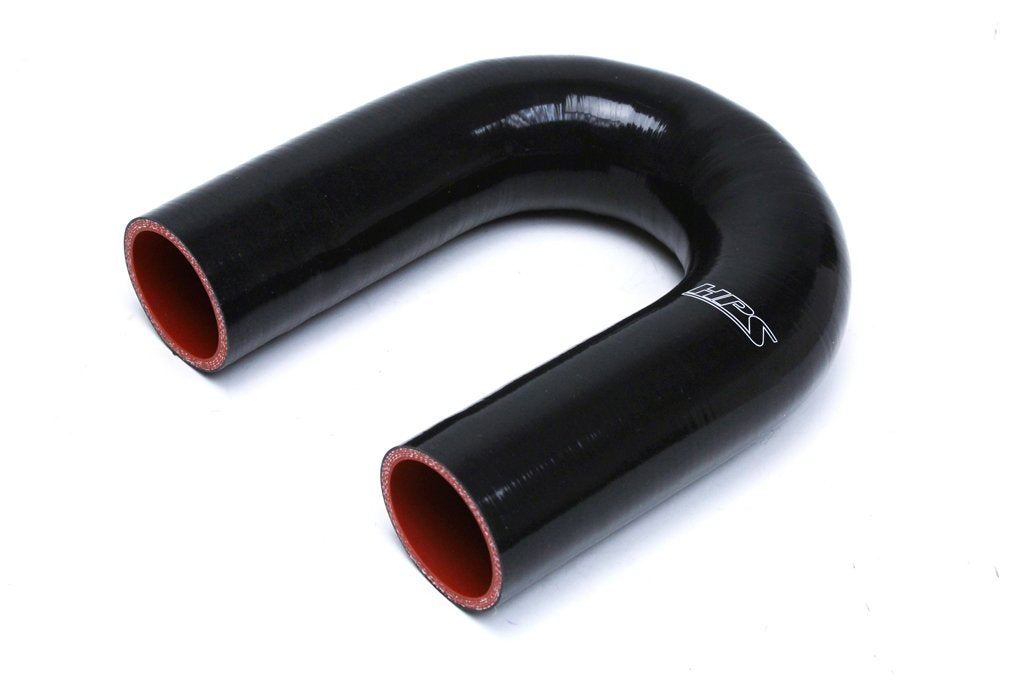 HPS Silicone High Temperature HTSEC180-200-BLK 4-Ply Reinforced 180 Degree U Bend Elbow Coupler Hose, 44 psi Maximum Pressure, 2" ID, Black