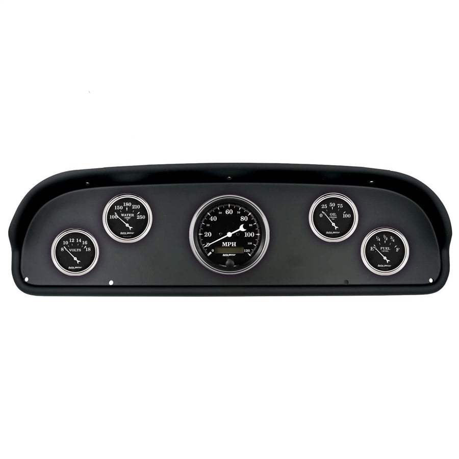 AutoMeter Dash Kit Direct Fit, (3 3/8" X1, 2 1/16" X4), Ford F100 57-60, Old TYME Black (2100-07)