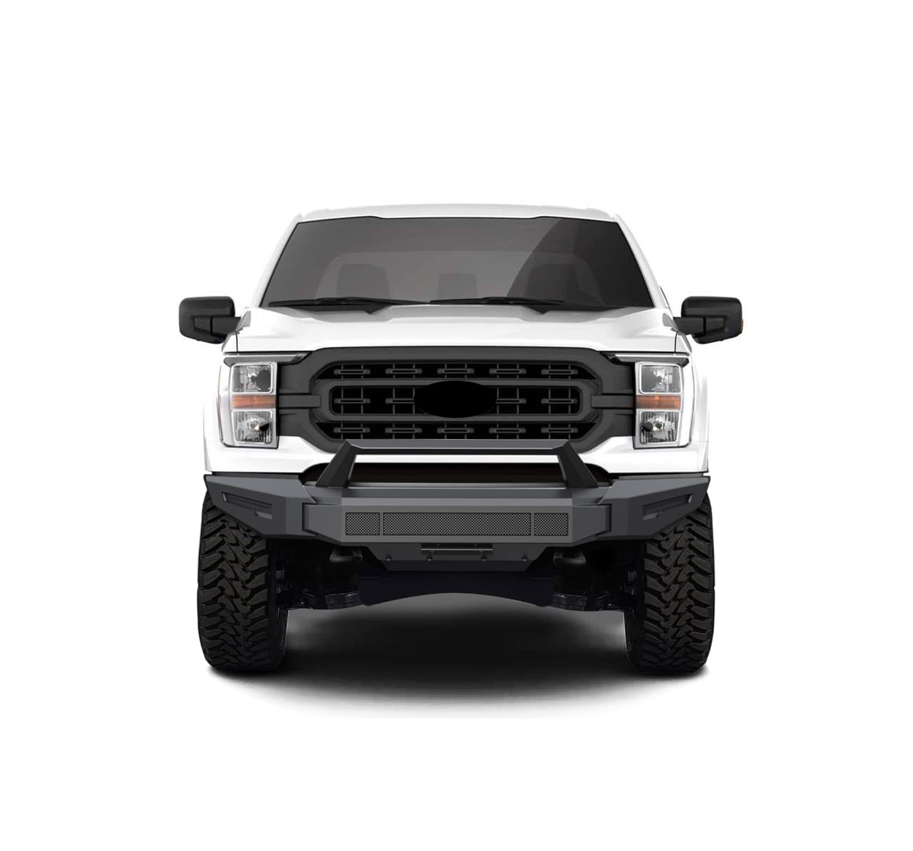 Heavy Duty Black Horse Armour II Modular Front Bumper Matte Black Compatible with 2021-2023 Ford F-150 (Excl. 2022-2023 F150 Lightning EV)-AFB-F121
