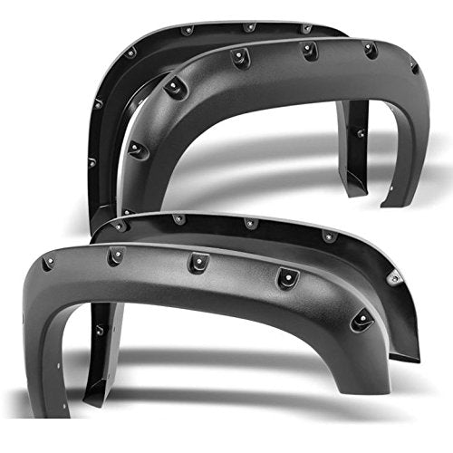 Fender Flares Black Pocket Style Black Horse Compatible with 2007-2013 Chevrolet Silverado 1500-FF-CHSIL-SM-PKT-07