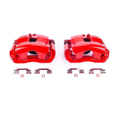 Power Stop Pair of High-Temp Red Powder Coated Front Calipers For Mercedes-Benz C250 2012-2015, Mercedes-Benz C300 2009-2012 [Model Specific]