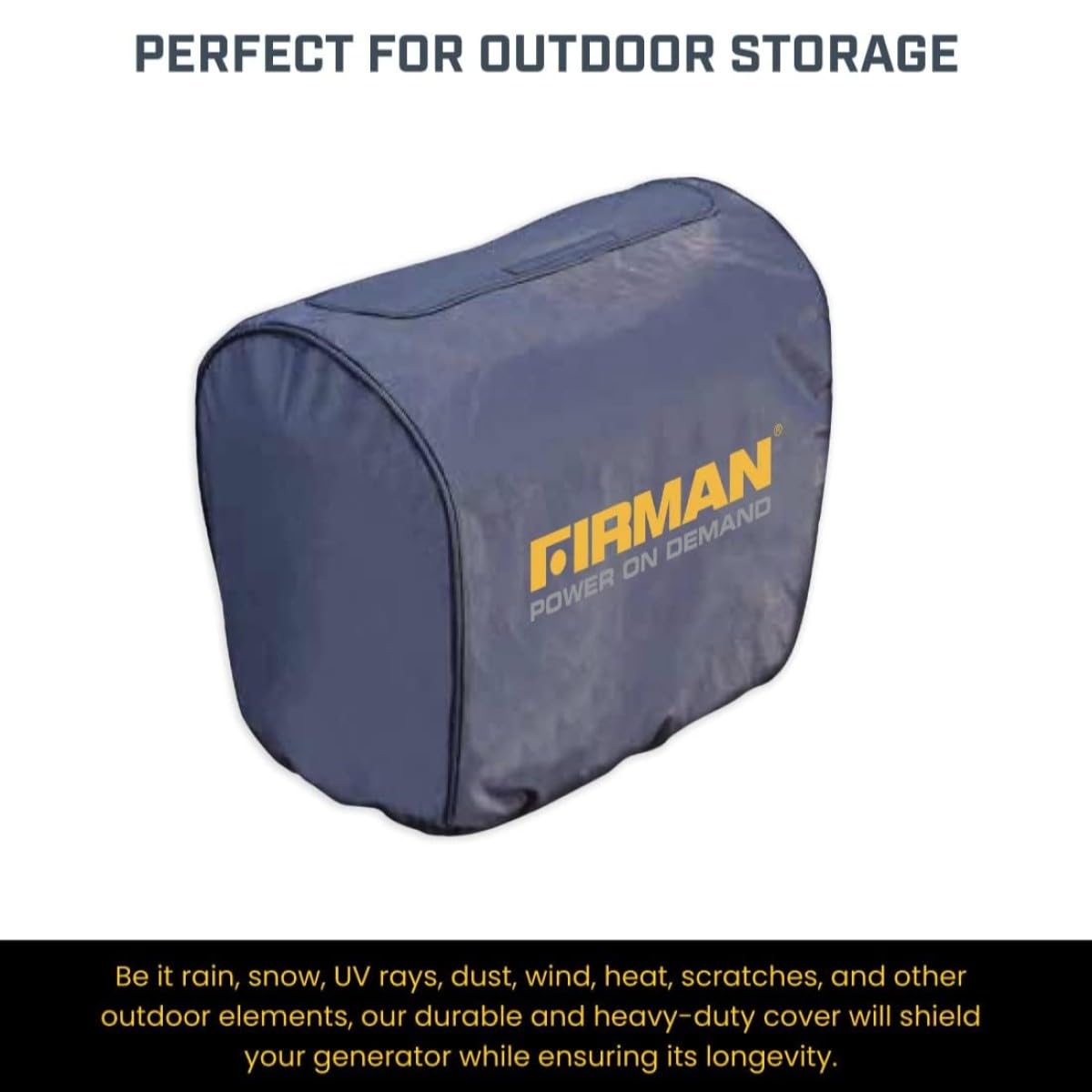 FIRMAN 1008 Portable Generator Cover for Small Size 1500 to 2200W Inverter Generators, Waterproof and Weatherproof Protective Tarp, Heavy Duty, UV Resistant, Dustproof, All-Season Storage Cover