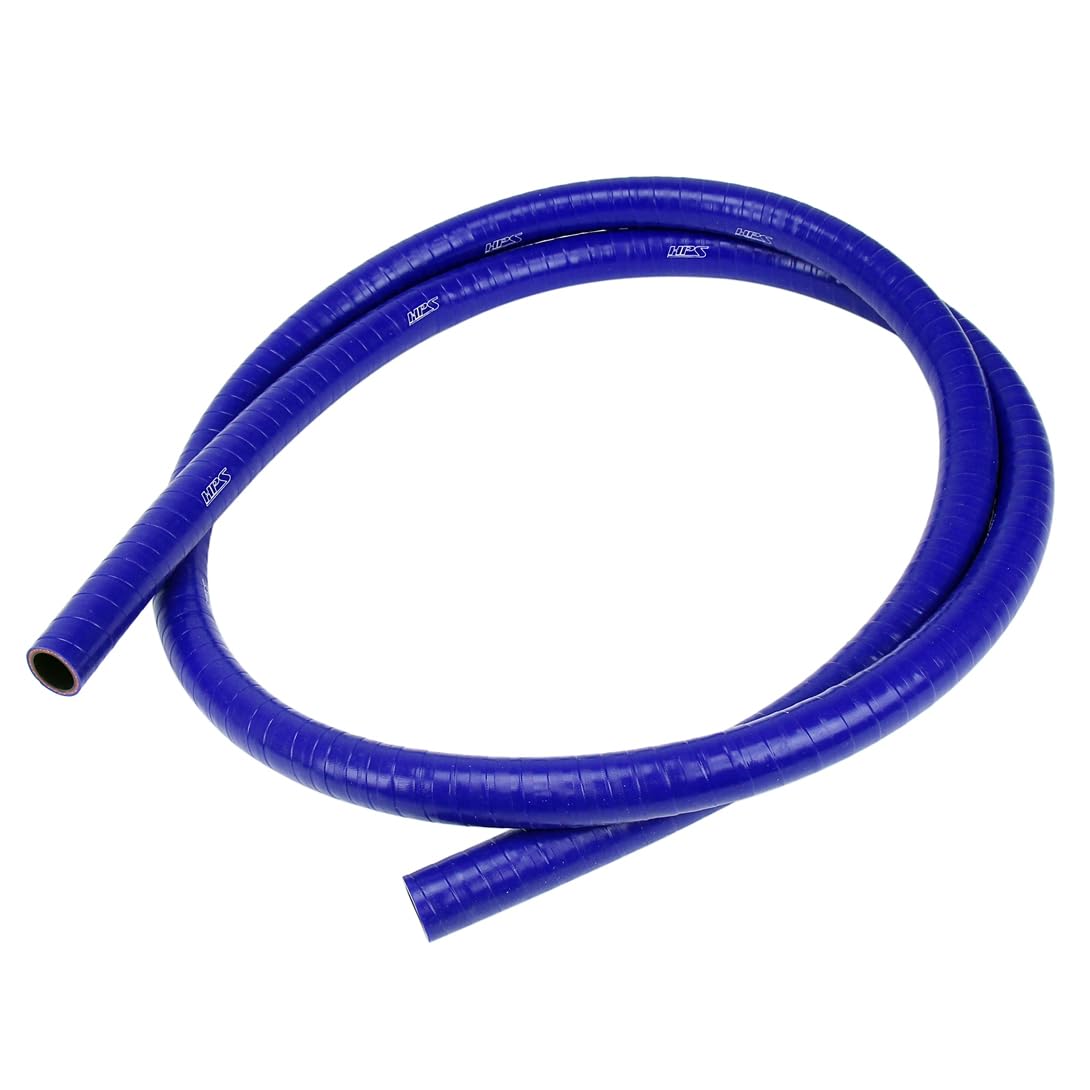 1/2" HPS Performance FKM Lined Oil Resistant High Temperature Reinforced Silicone Hose, 8 Feet, 4mm Wall Thickness, 350F Max. Temp, Blue, FKM-8F-050-BLUE