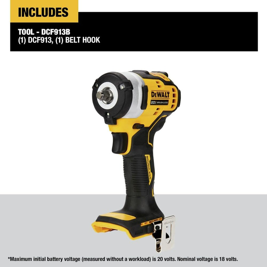 20V MAX* DEWALT DCF913B 3/8 in. Cordless Impact Wrench with Hog Ring Anvil (Tool Only)