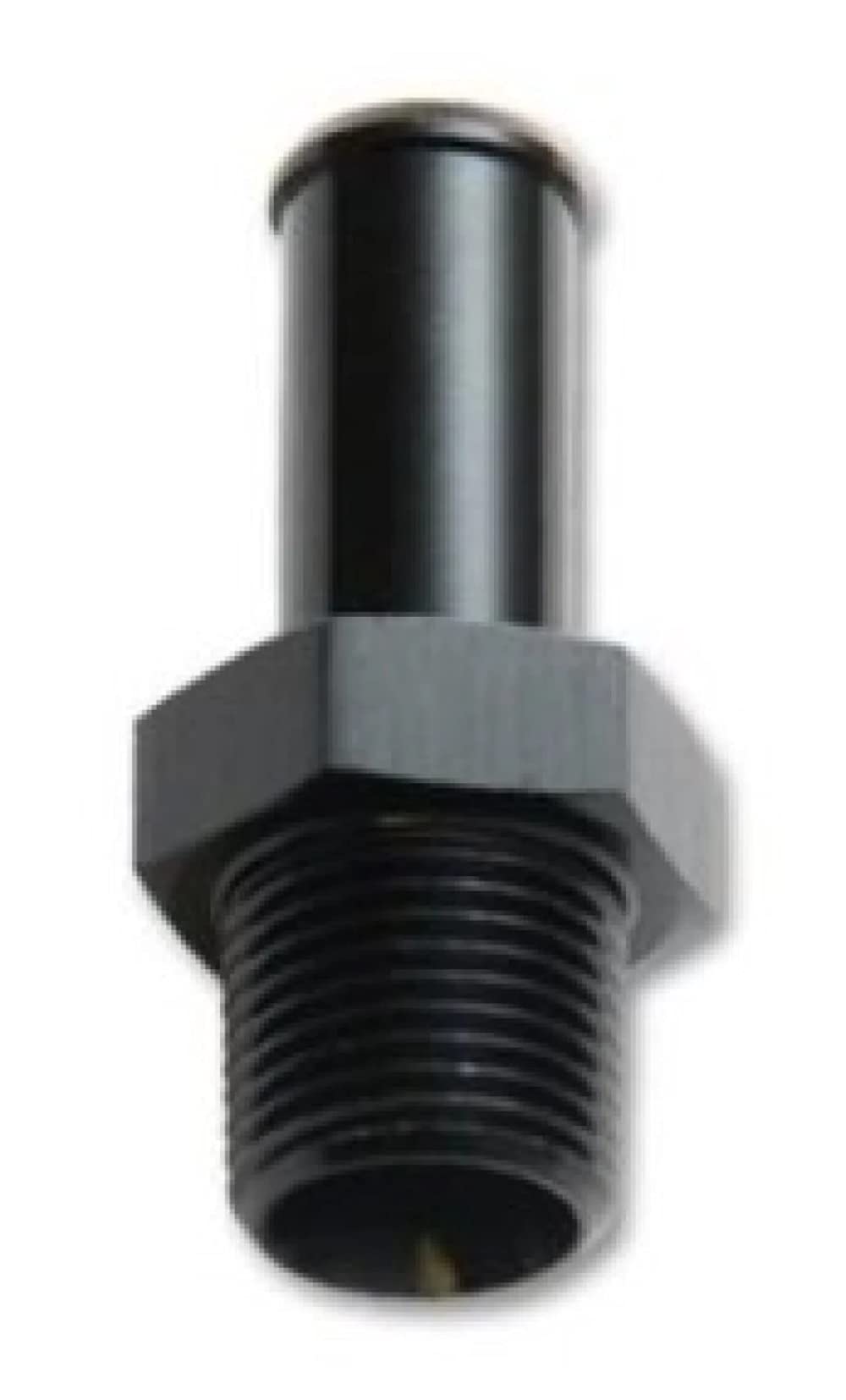 Fitting, Vibrant Power 11642F, Straight, Male 1/16 in. NPT to 1/4 in. Hose Barb, Aluminum, Black Anodized, each