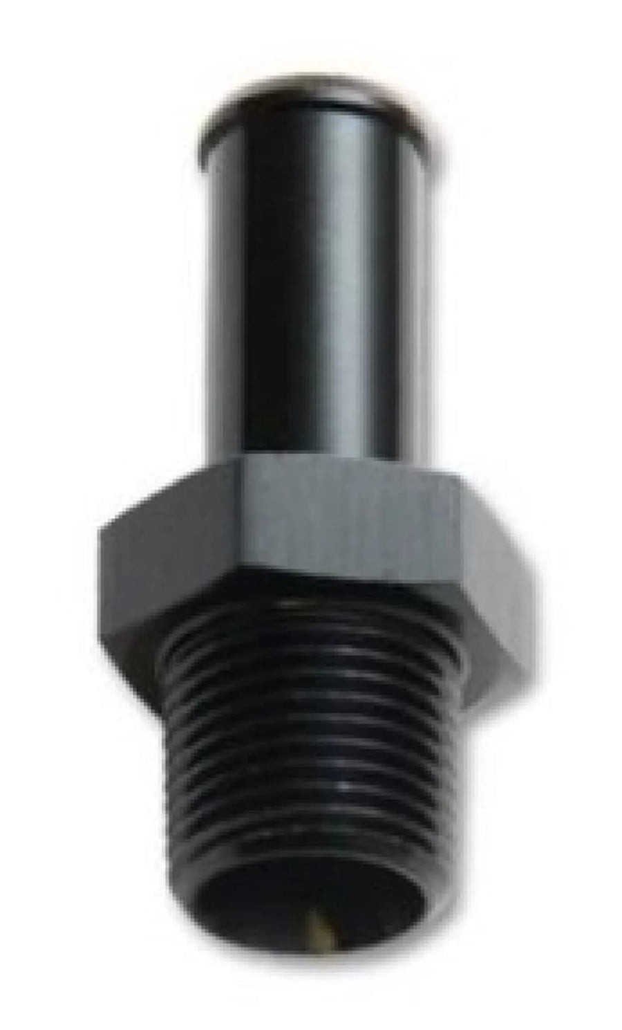 Fitting, Vibrant Power 11642F, Straight, Male 1/16 in. NPT to 1/4 in. Hose Barb, Aluminum, Black Anodized, each