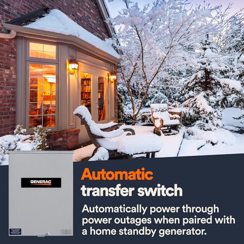 Generac 100 Amp Automatic Transfer Switch Single Phase Generator - Service Entrance Rated - NEMA 3R Outdoor Rated Aluminum Enclosure - Power Management for Indoor and Outdoor Use