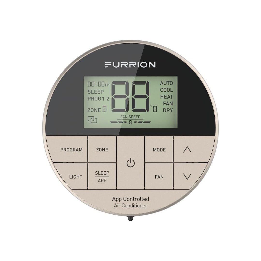 Furrion Multi-Zone Enhanced Wall Thermostat with App Control for Chill RV Air Conditioner Systems, Three Fan Speeds, Sleep Function, Auto Restart, LCD Digital Display, Backlight - 2022068580