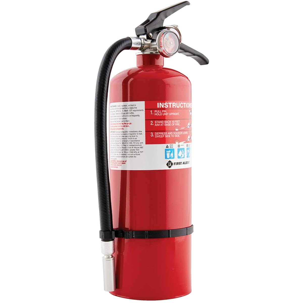 Rechargeable FIRST ALERT PRO5 Heavy Duty Fire Extinguisher, UL RATED 3-A:40-B:C, Red, 1-Pack