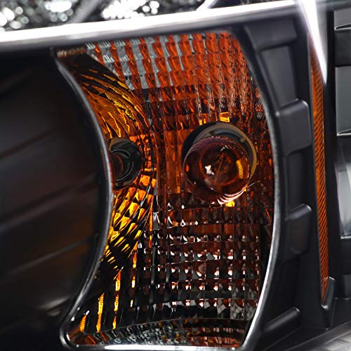 Black Halo Projector Headlights Spec-D Tuning w/LED Compatible with 2007-2013 Chevy Silverado 1500, 2007-2014 Chevy Silverado 2500HD/3500HD, Left + Right Pair Headlamps Assembly