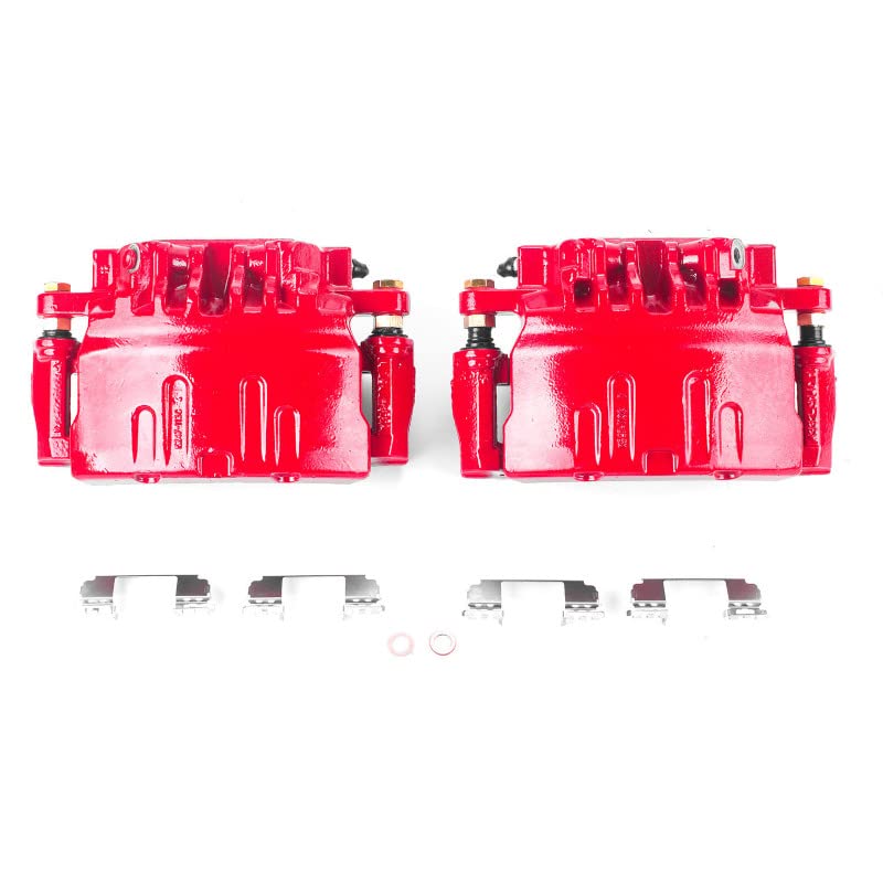 Power Stop S4878 Front Pair of High-Temp Red Powder Coated Calipers For Cadillac CTS 2003-2007, Cadillac STS 2005-2008 [Model Specific]