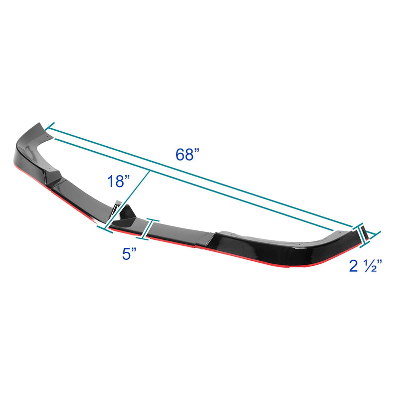 Glossy Black Spec-D Tuning Red Trim Front Bumper Lip Spoiler Compatible with 2012-2014 Mercedes Benz W204