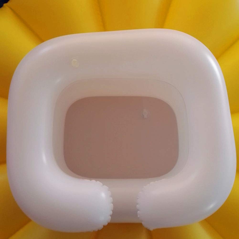 portable inflatable hair washer, inflatable shampoo basin with drain tube, bedside shower system for washing hair in bed, elderly, injured and handicapped