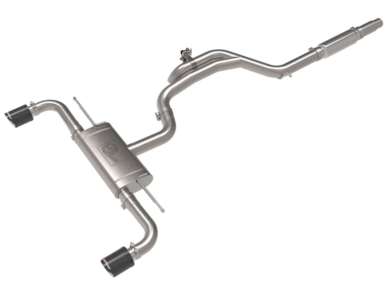 aFe Power 3 IN to 2-1/2 Gemini XV 304 Stainless Steel Cat-Back Exhaust w/Cut-Out Carbon Fit Volkswagen GTI (MKVIII) 2022 L4-2.0L (t) 49-36451-C