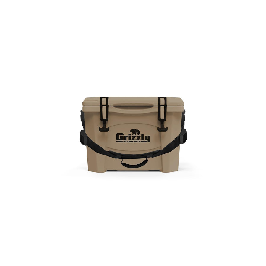 15 Cooler Grizzly | 15 qt Ice Chest Durable Rotomolded Insulated | Made in USA | Warranty for Life | For Beach Boat Camping Fishing Hunting | G15 | Tan