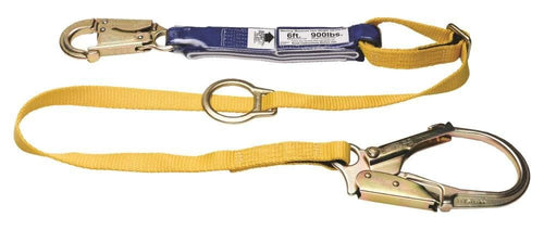 6 Ft. Werner Decoil Tie-Back/ Adjustable Single Leg Lanyard (Dcell Shock Pack Snaphook Rebar Hook 1 In Web)