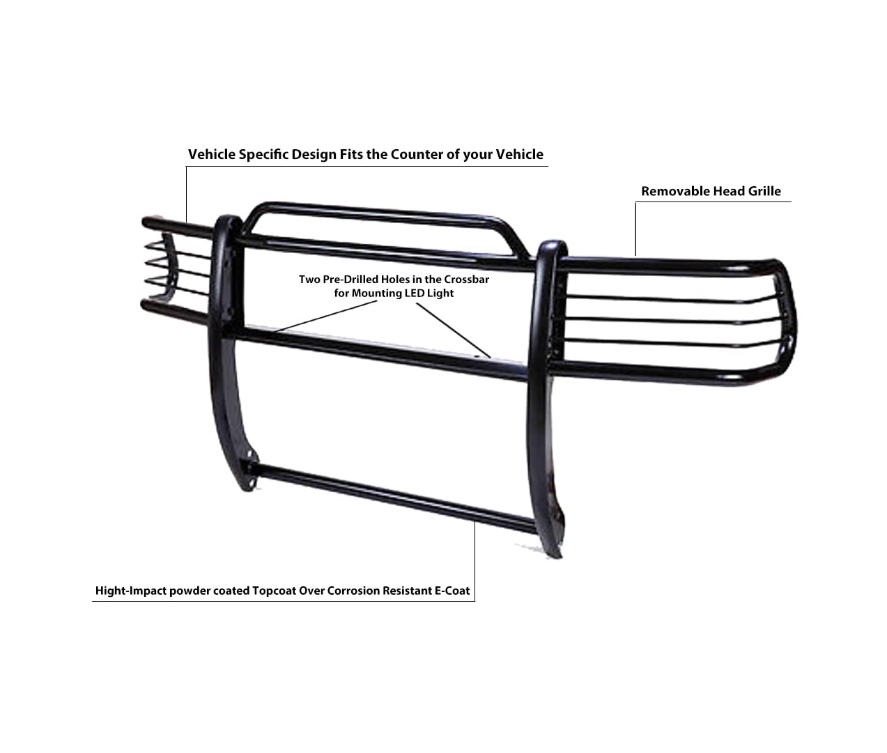 Off Road Black Horse Grille Guard Modular Black Compatible with 1999-2002 Ford Expedition|1999-2004 Ford F-150-17FP26MA