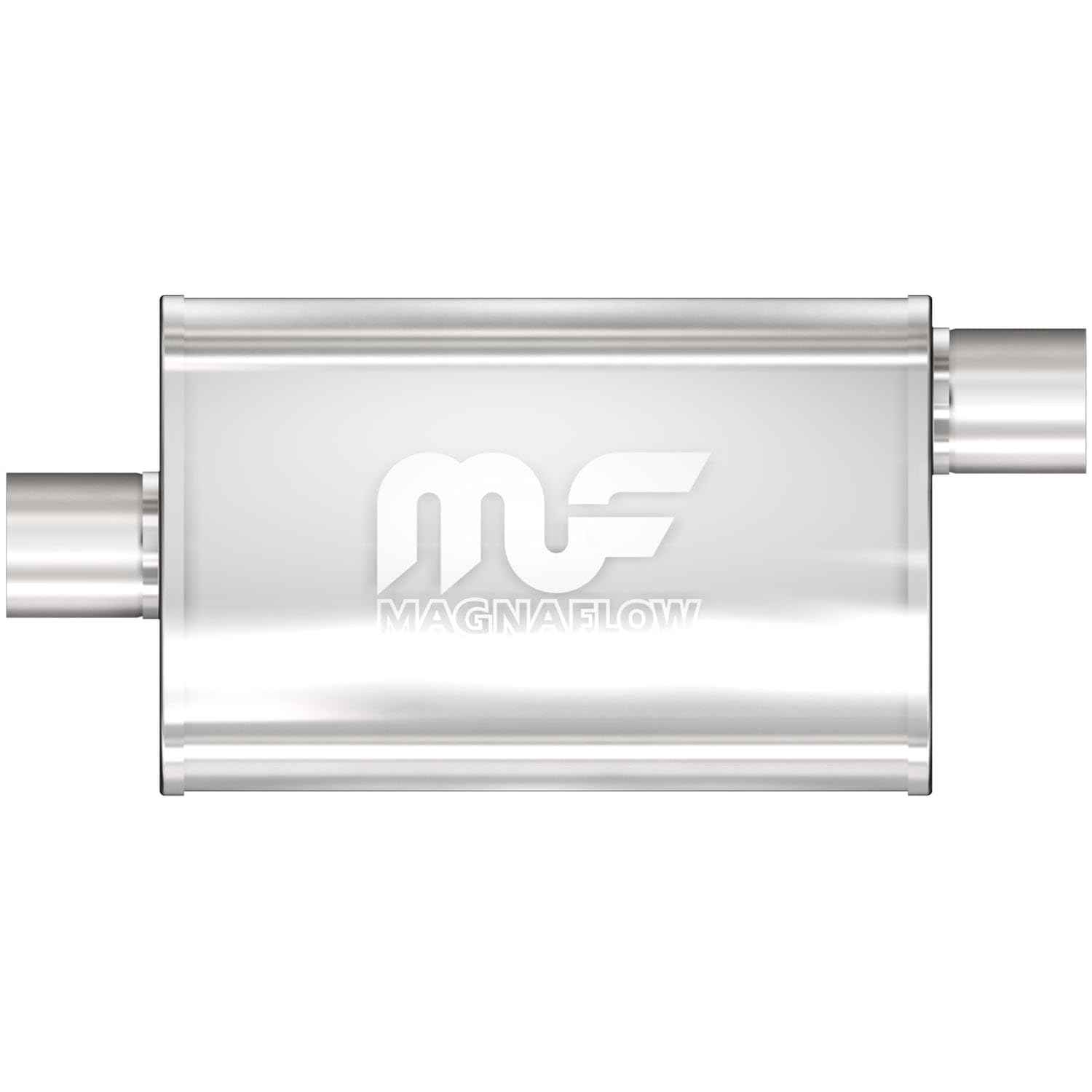 Performance MagnaFlow Exhaust Muffler 14325: 2.25"/2.25" Inlet/Outlet, 4x9x14" Oval, Stainless Steel, Brushed Finish
