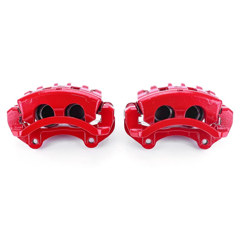 Power Stop Pair of High-Temp Red Powder Coated Front Calipers For Cadillac CTS 2008-2014, Cadillac STS 2009-2011 [Model Specific]