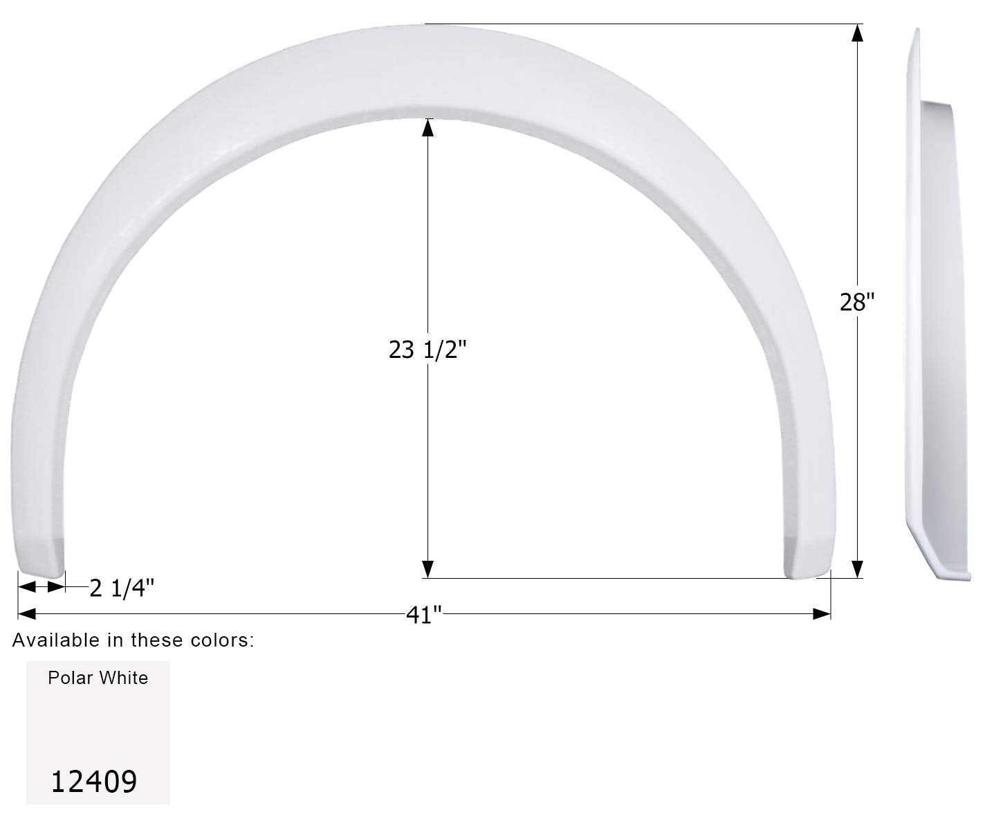 Fender Skirt ICON, Single, Coachmen, FS2409, Unpainted Smooth