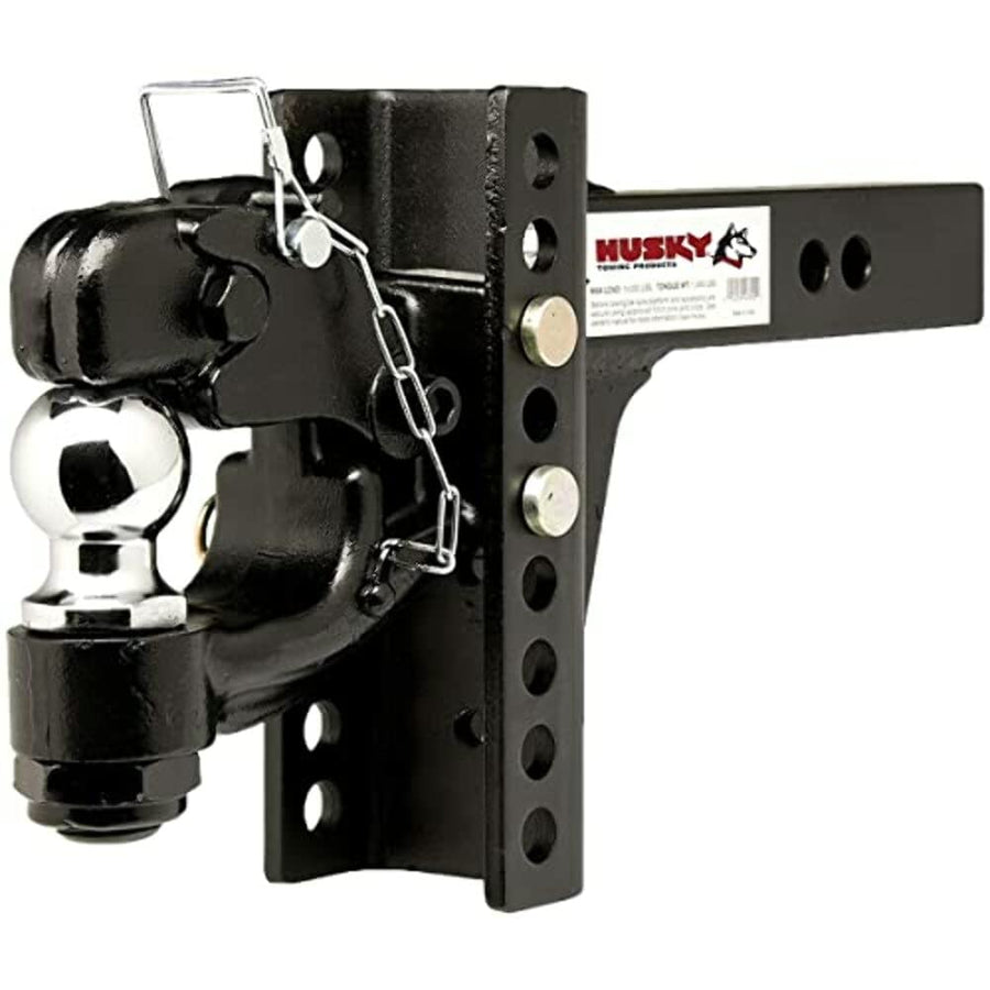 Pintle Hook Husky Towing 33110 with 2-5/16 Inch Ball 2 Inch Receiver Mount 13,000 lbs Hook Capacity Black Powder Coated Steel Solid Shank