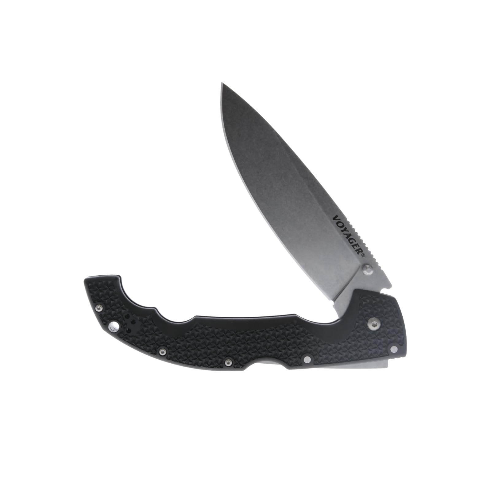 Cold Steel Drop Point Extra Large Voyager / 12 1/4" Overall / 5 1/2" Blade / 4MM Thick / 6 3/4" Long GRIV-EXHANDLE / AUS10A Steel/Ambi Belt Clip/Blister Packed,Black