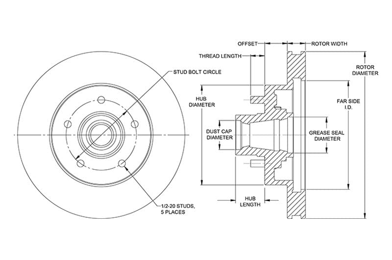 Vented Rotor w/Hub & Studs