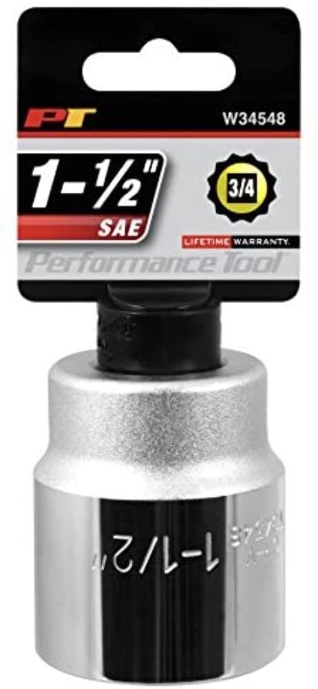 W34548 Performance Tool 3/4-Inch Drive 12-Point SAE Standard Socket, 1-1/2-Inch