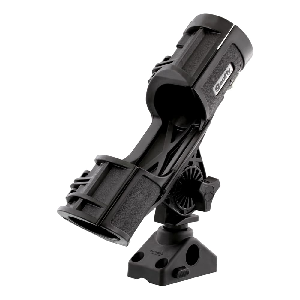 Orca Rod Holder Scotty #400-BK w/ #241L Side Deck Mount, Black, Small
