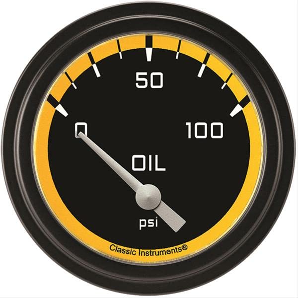 AX281YBLF Classic Instruments AutoCross Yellow 2-5/8" Oil Pressure Gauge
