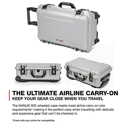 Nanuk Waterproof 935 Hard Case Carry-on with Foam Insert for 2Canon, Nikon - 2 DSLR Body and Lens/Lenses - Silver (935-EDSLR5)