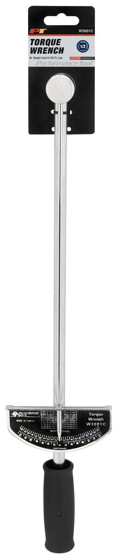 W3001C Performance Tool 1/2-Inch Beam Style Torque Wrench (0-150 ft/lb) With Clockwise or Counterclockwise Capabilities