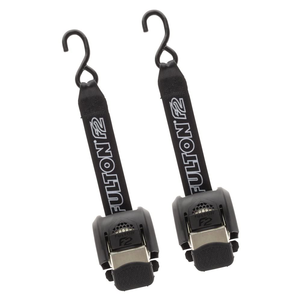 Fulton F2 Retractable Boat Transom Tie Down Straps (Pair of 2), 2 x 43 Inches Ratchet Tie Down Straps, 833 lbs. Capacity, 2,500 lbs. Break Strength.