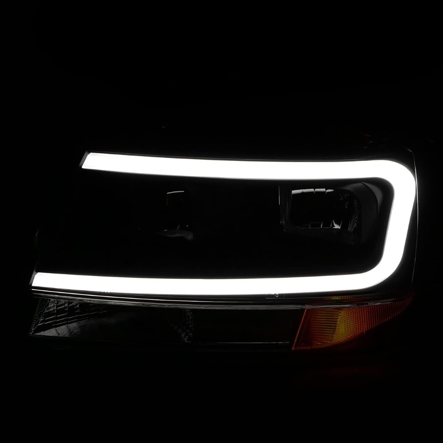 99-04 Jeep Grand Cherokee ANZO Crystal Headlights - w/Light Bar Black Housing (111537)