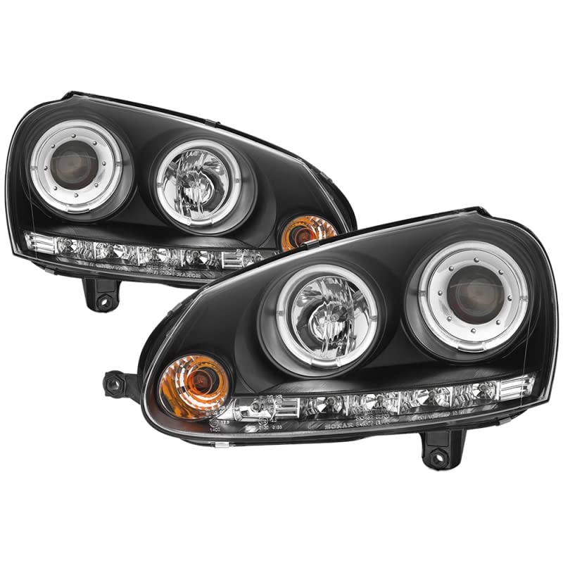 LED Halo Spyder Auto Projector Headlights Black/Clear 5012098