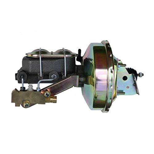 Zinc 9 Inch Power Brake Booster Kit with 1-1/8 Inch Bore Master Cylinder and Side Mount Valve for Disc/Drum GM AFX