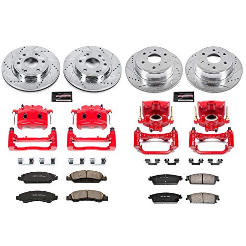 Power Stop Z23 KC5520 Evolution Sport Front & Rear Caliper Brake Kit- Brake Rotor, Carbon-Fiber Ceramic Brake Pads and Brake Caliper For Chevrolet Tahoe 2008-2014 [Model Specific]