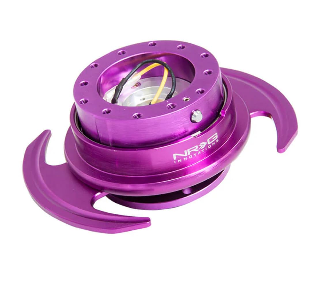 NRG Innovations GEN 3.0 NRG-SRK-650PP Race Steering Wheel Quick Release Hub Adapter, 6-Hole Design & 6x70 and 6x74mm Bolt Patterns, Purple Body/Purple Ring With Handles