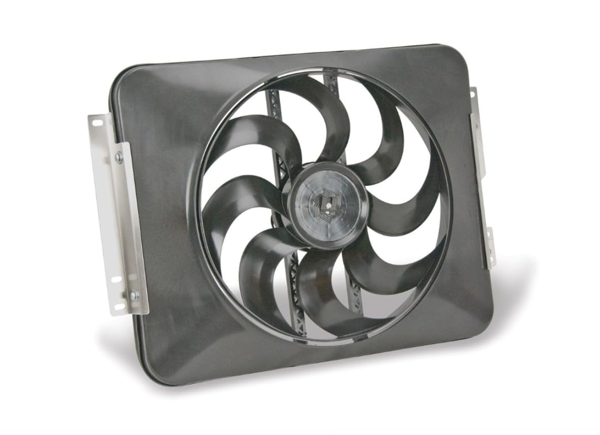 Flex-A-Lite Xtreme Black Magic Direct-Fit Electric Fan for 1987-2006 Jeep Wranglers with Adjustable Thermostat Controller, Puller Fan (485 / 107188), 15 Inches