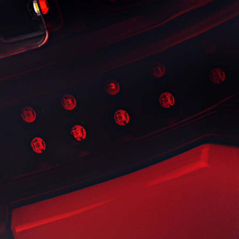 Black Red Smoke SPEC-D TUNING Full LED Tail Lights w/Red LED Light Bar Compatible with 2019-2023 Ram 1500, Left + Right Pair Assembly