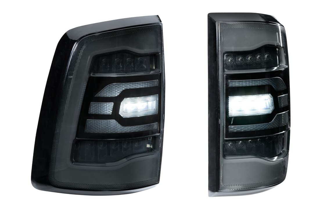 GTR Lighting Smoked Carbide LED Taillights fits Dode Ram 09-18, Plug and Play Replacement Pair of Taillights (GTR.TL10)
