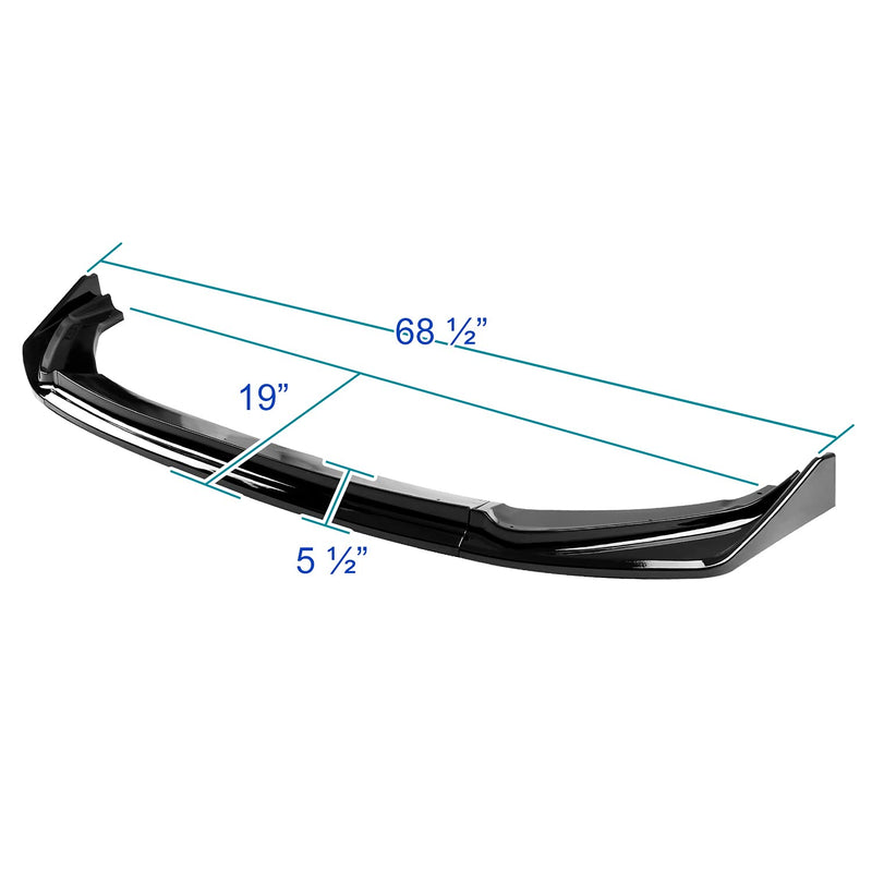 Glossy Black Spec-D Tuning Front Bumper Lip Spoiler Splitter 3PC Compatible with 2014-2017 Honda Fit