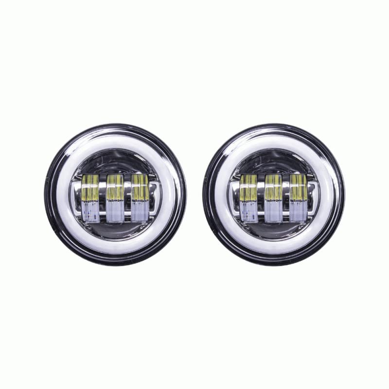 Motorcycle METRA - Auxiliary Lights with Silver Face and Full Halo - (BC-452S)