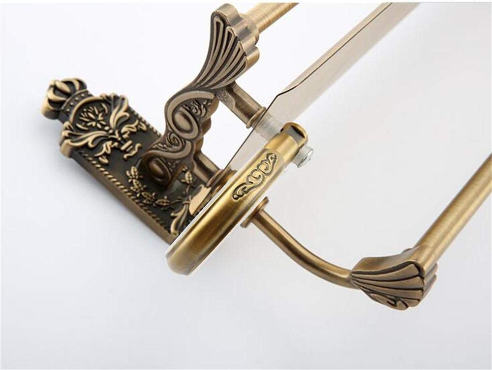Multipurpose Antique Bathroom Shelf With Towel Bar And Toothbrush Holder, Brass, Brushed Craft, 51 * 24cm Bathroom Shelf
