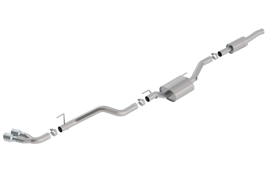 ATAK Borla 140813 Cat-Back Exhaust System 2.75 in. Pipe 3.5 in. Tip Dual Round Rolled Angle Cut Truck Side Exit T-304 Stainless Steel Exhaust System