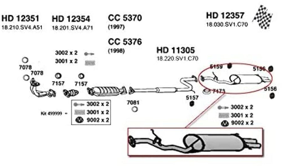 Muffler, Rear ANSA (HD12357)