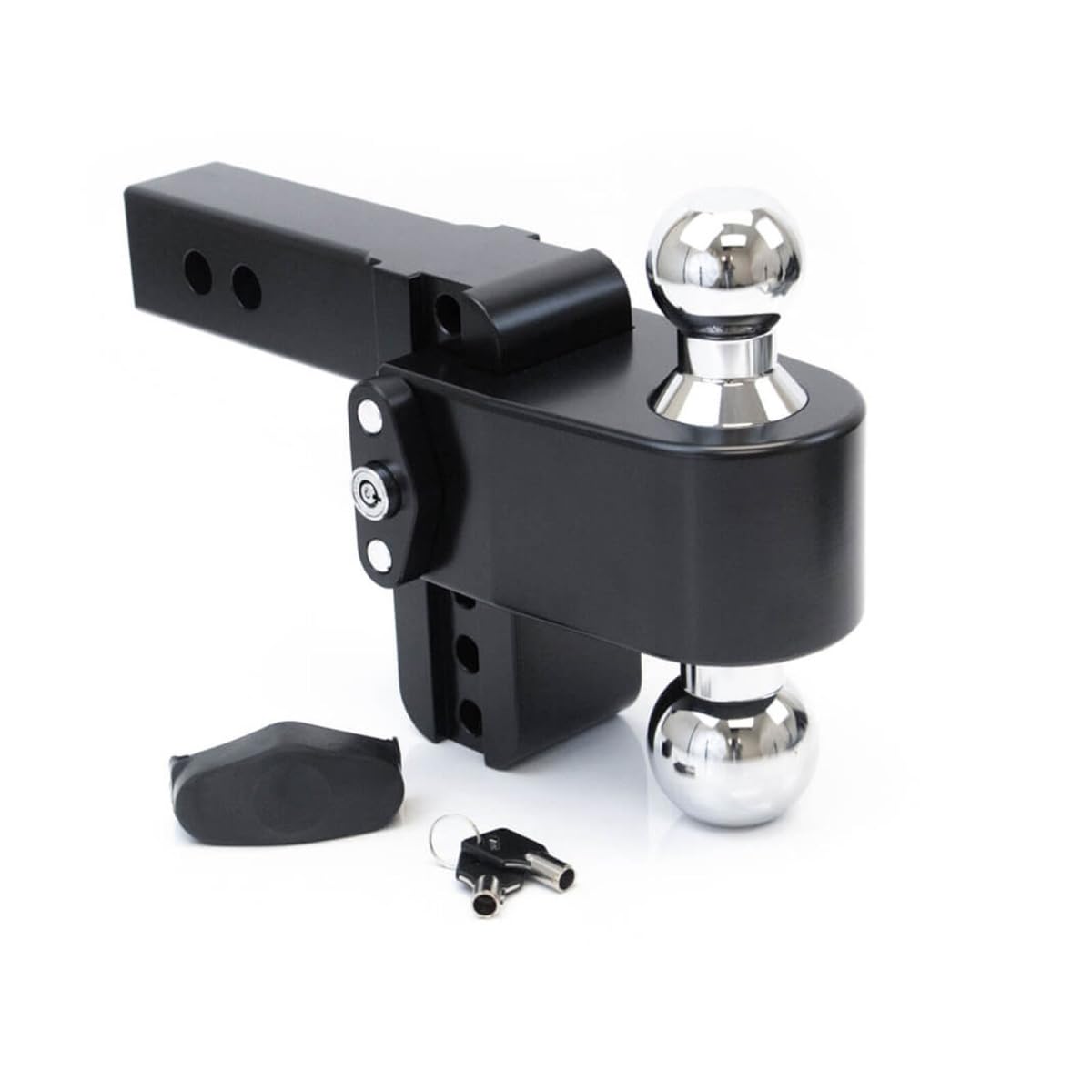 Weigh Safe 8" Drop CTB82CERBLA Hitch w/ 2" Shank/Shaft, Adjustable Aluminum Trailer Hitch & Ball Mount, Chrome Plated Combo Ball (2" & 2-5/16") & a Double-pin Key Lock CERAKOTE Black