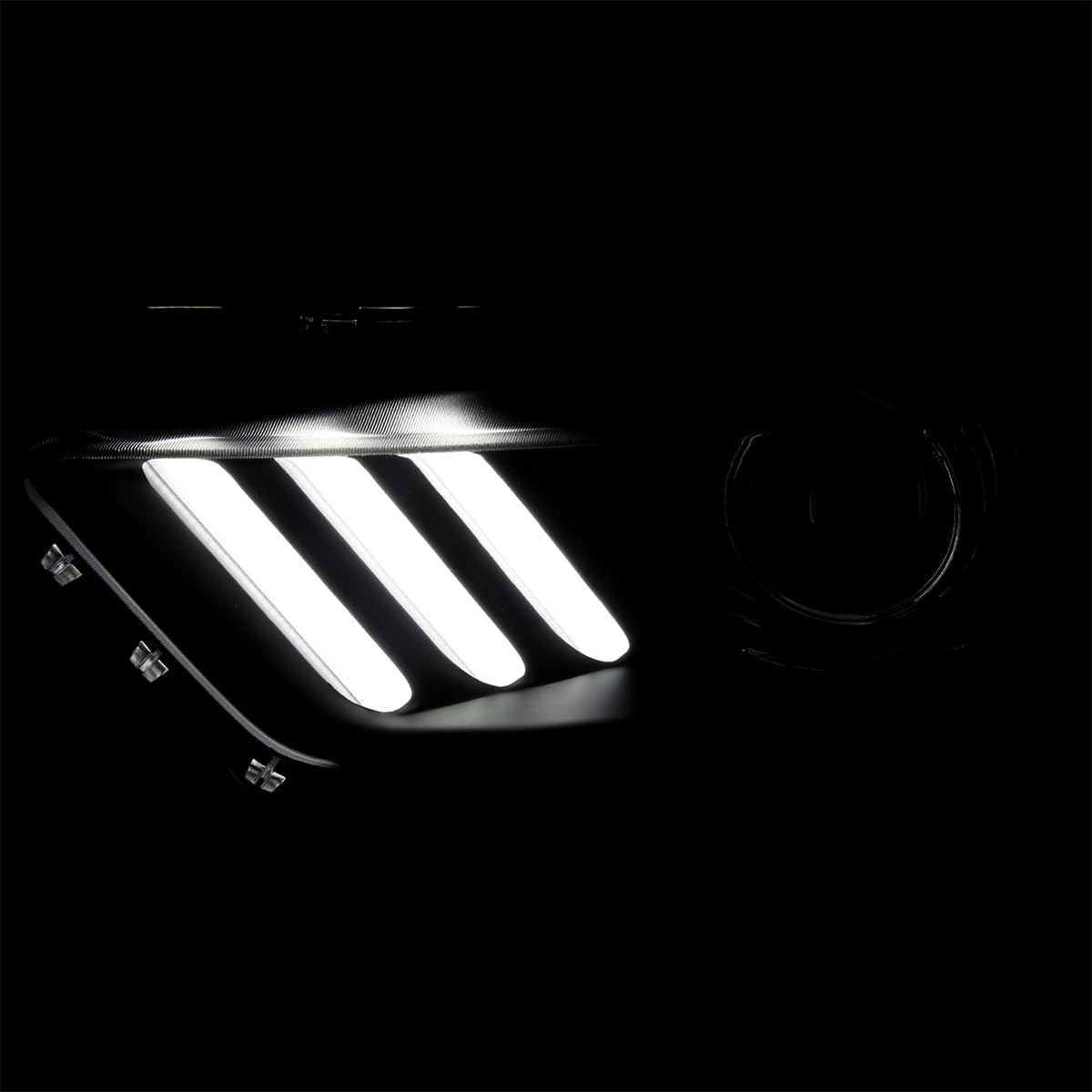 Black OE Style SPEC-D TUNING Projector Headlights w/LED Bar Compatible with 2015-2017 Ford Mustang, Left + Right Pair Headlamps Assembly