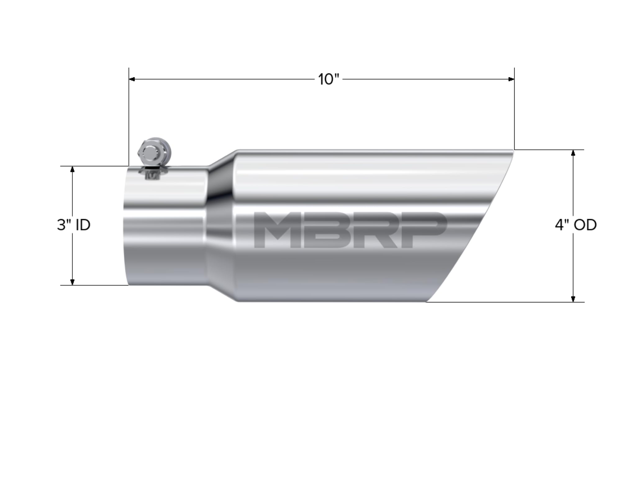 MBRP T304 Dual Wall Angled Tip, 4" O.D., 10" Length, 3" Inlet