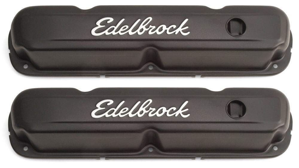 Edelbrock Signature Series 4473 Valve Cover Chrysler 318-360 Low Profile Chrome w/Black Finish